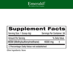 Emerald Labs MSM powder measuring scoop ready for convenient daily dosing