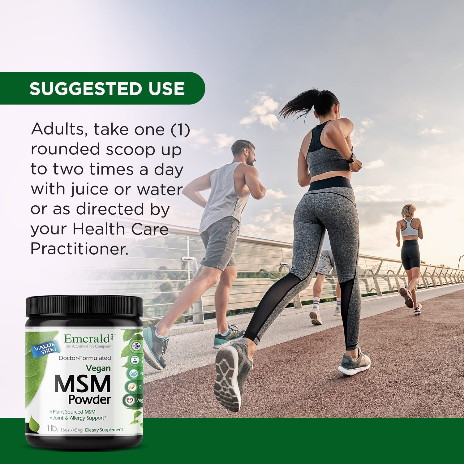 Skin, hair, and nails visual wellness support from MSM powder.