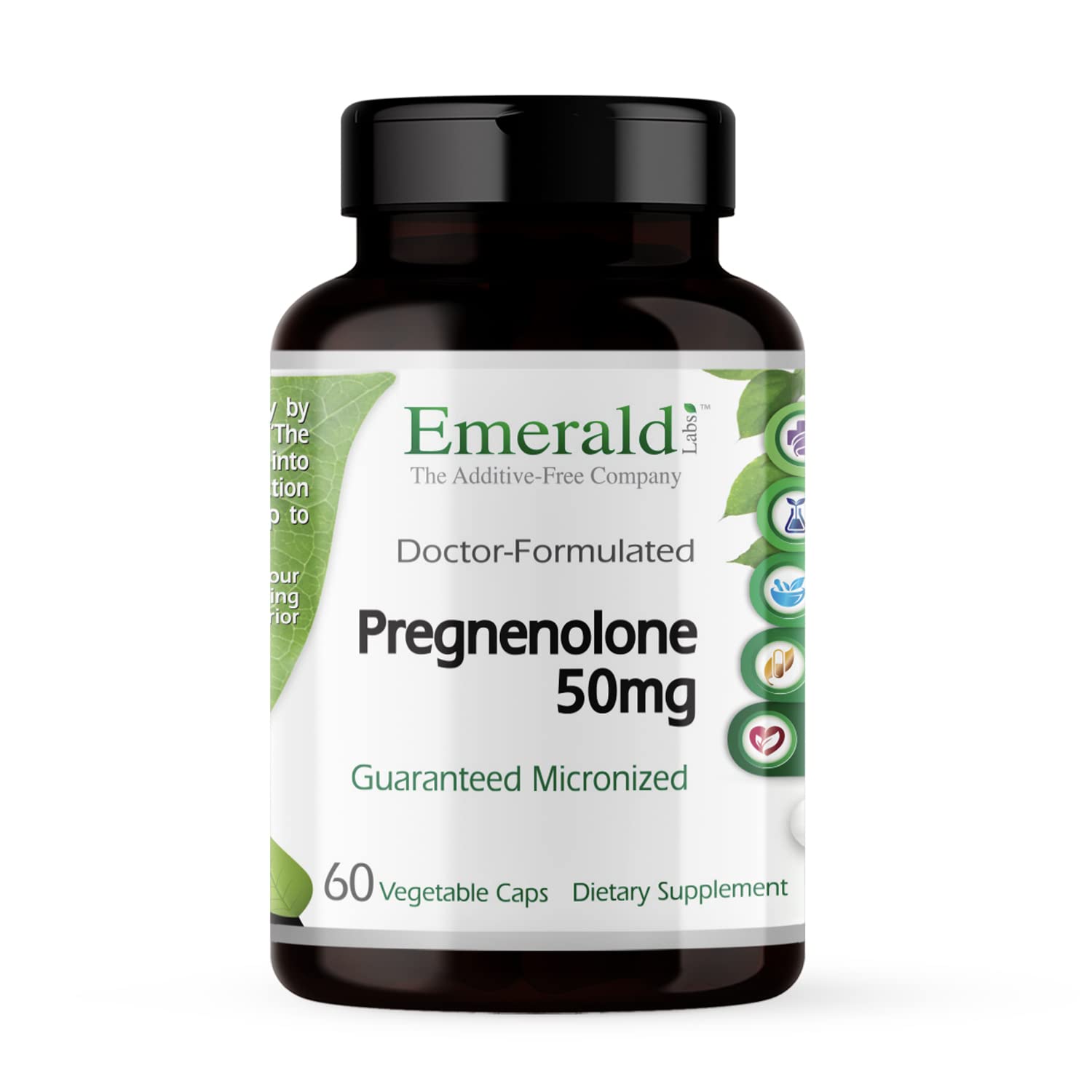 Emerald Labs Pregnenolone 50mg bottle promoting daily wellness and potential hormonal balance