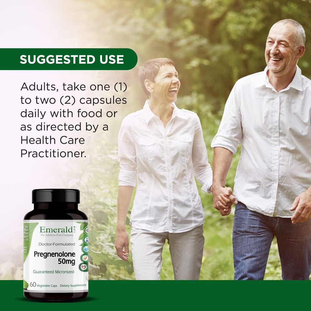 Daily-use scene with Emerald Labs Pregnenolone 50mg suggesting routine health support.