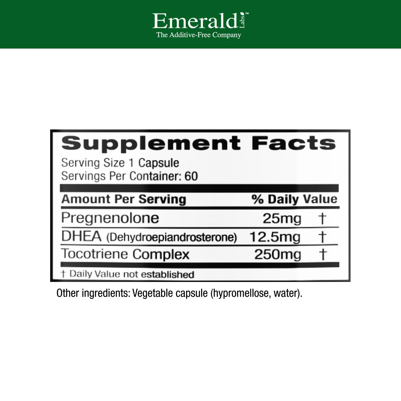 Closeup of Emerald Labs capsules showing easy daily dosing for wellness.