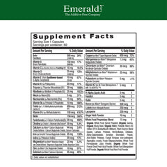 Emerald Labs Prenatal capsules closeup highlights gentle iron for stomach comfort.