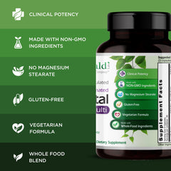 Label design of Emerald Labs Prenatal Multi emphasizes purity and no additives
