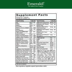 Emerald Labs Prenatal vegetable capsules inside bottle highlight clean daily nourishment