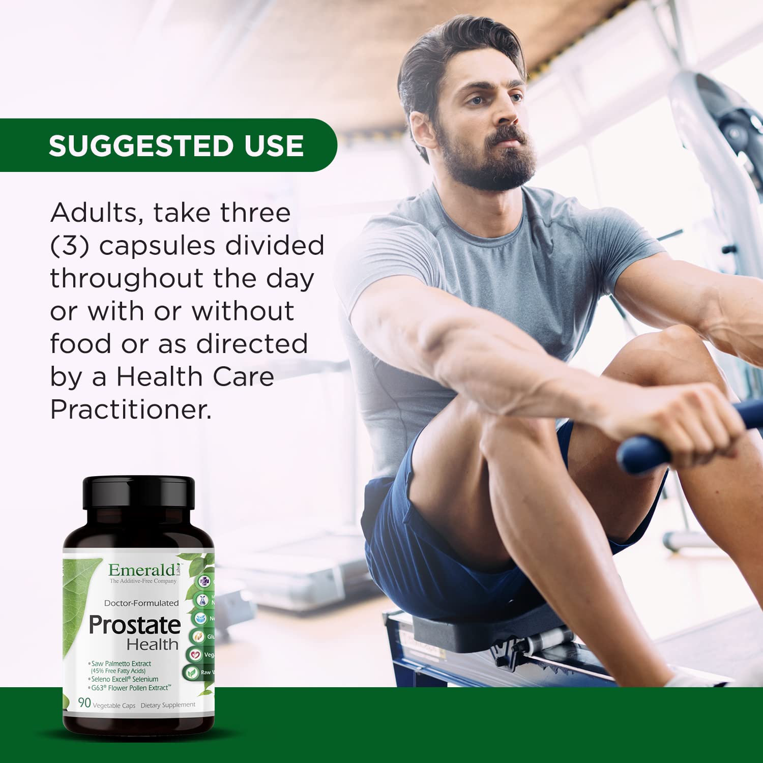 Emerald Labs Prostate Health pumpkin seed ingredient image emphasizing whole-food components