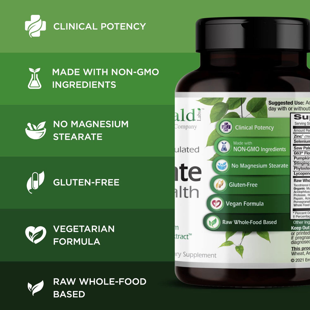 Emerald Labs Prostate Health zinc and selenium panel highlighting mineral support