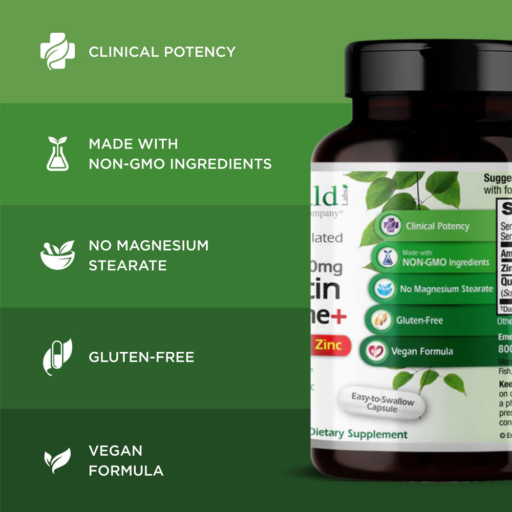 Emerald Labs Quercetin Phytosome Plus packaging closeup vegan non-GMO formulation