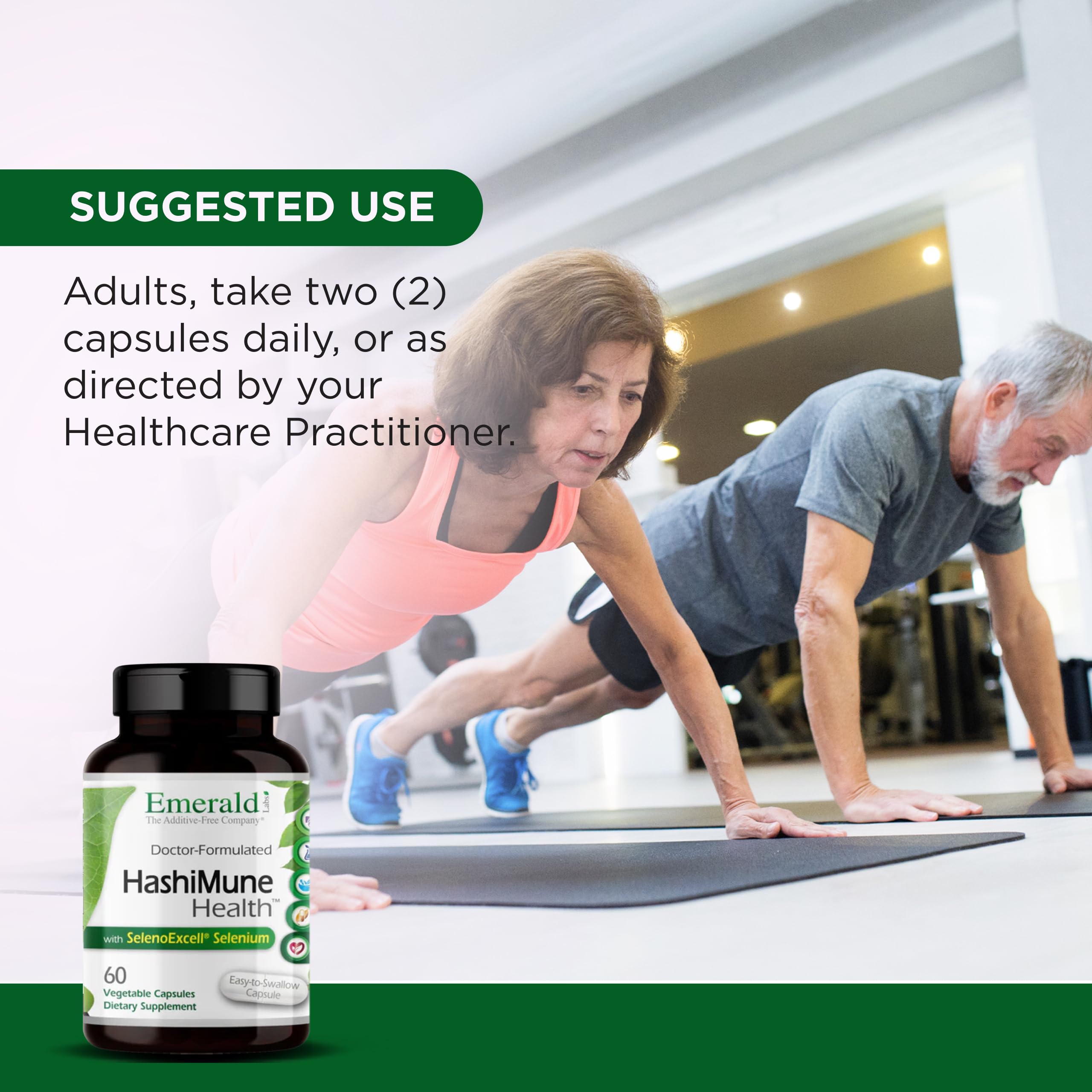 Emerald Labs HashiMune packaging highlights vegan and gluten-free formula.