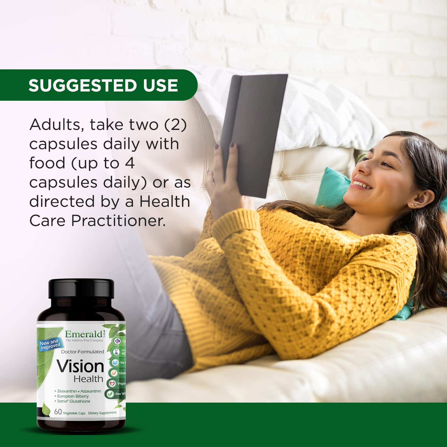 Emerald Labs Vision Health zinc chelated illustration highlighting Albion zinc