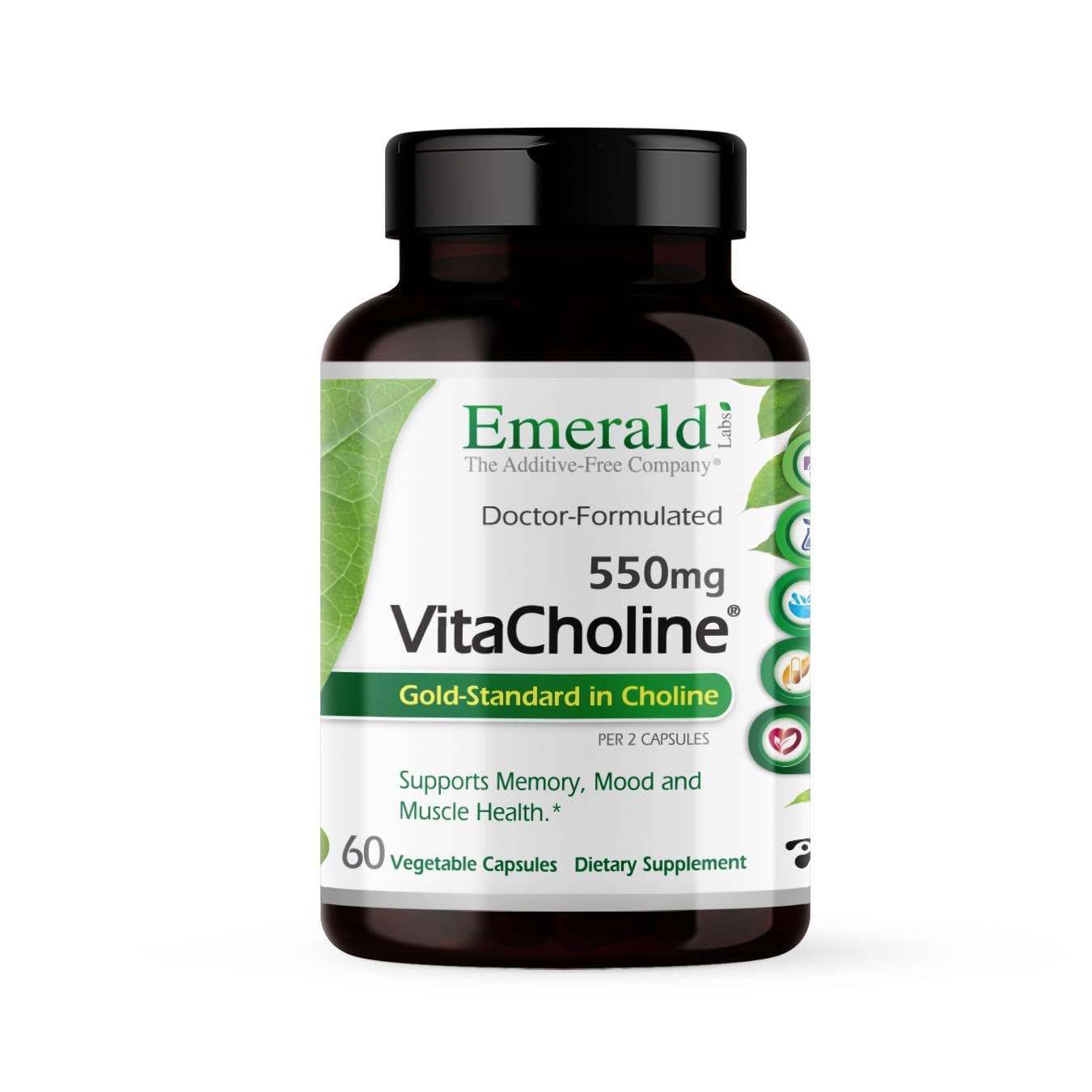EMERALD LABS VitaCholine bottle front with memory support.