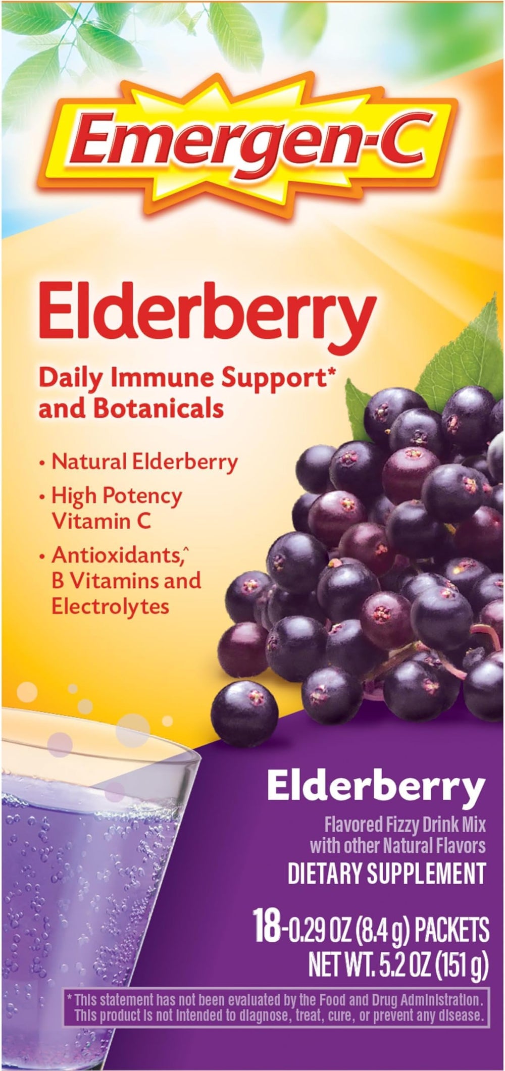 Zinc, manganese, and B vitamins in Emergen-C Elderberry formula
