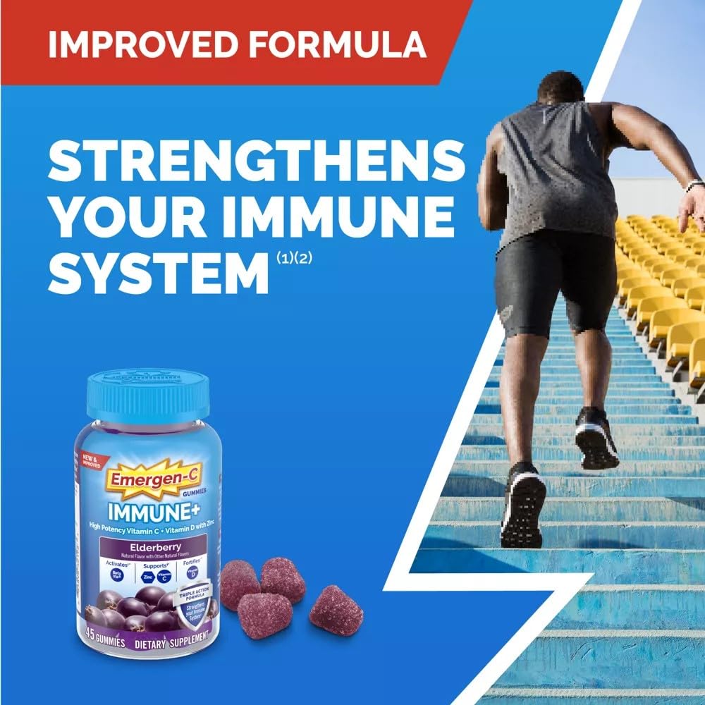 Emergen-C Immune+ Gummies natural flavors emphasize vegetarian, gluten-free wellness snacking