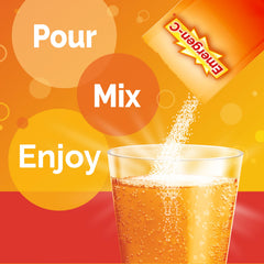Emergen-C ready-to-drink glass with fizzy orange after exercise