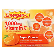 Emergen-C Super Orange packet bottle for daily refreshment and on-the-go hydration.