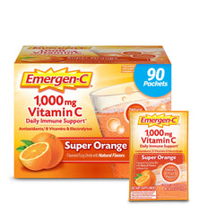Emergen-C Super Orange tub packaging shown for daily immune support