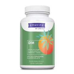 Emerita Balance-DIM bottle pour with easy capsules for daily wellness support.