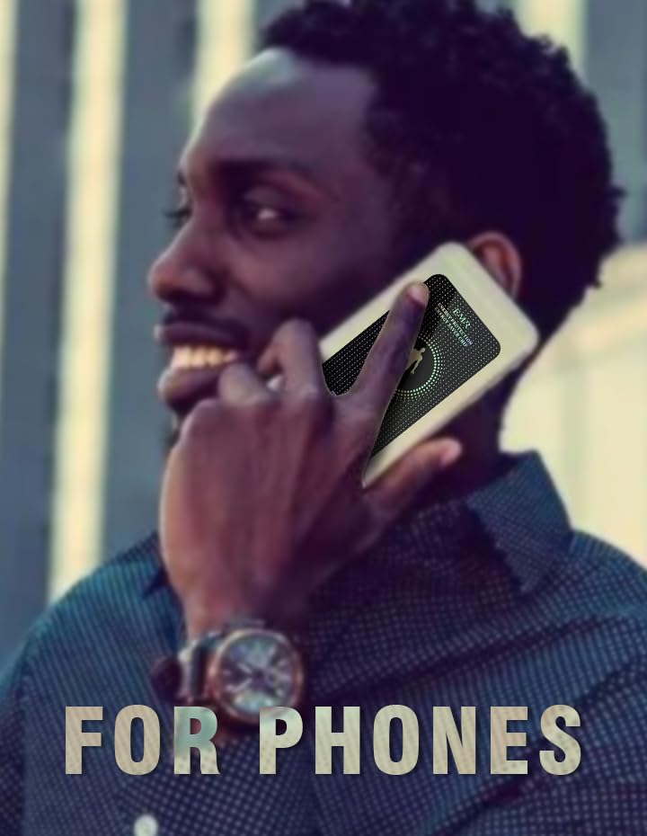 Close-up of EMF Protection sticker fit inside a phone case for a seamless look