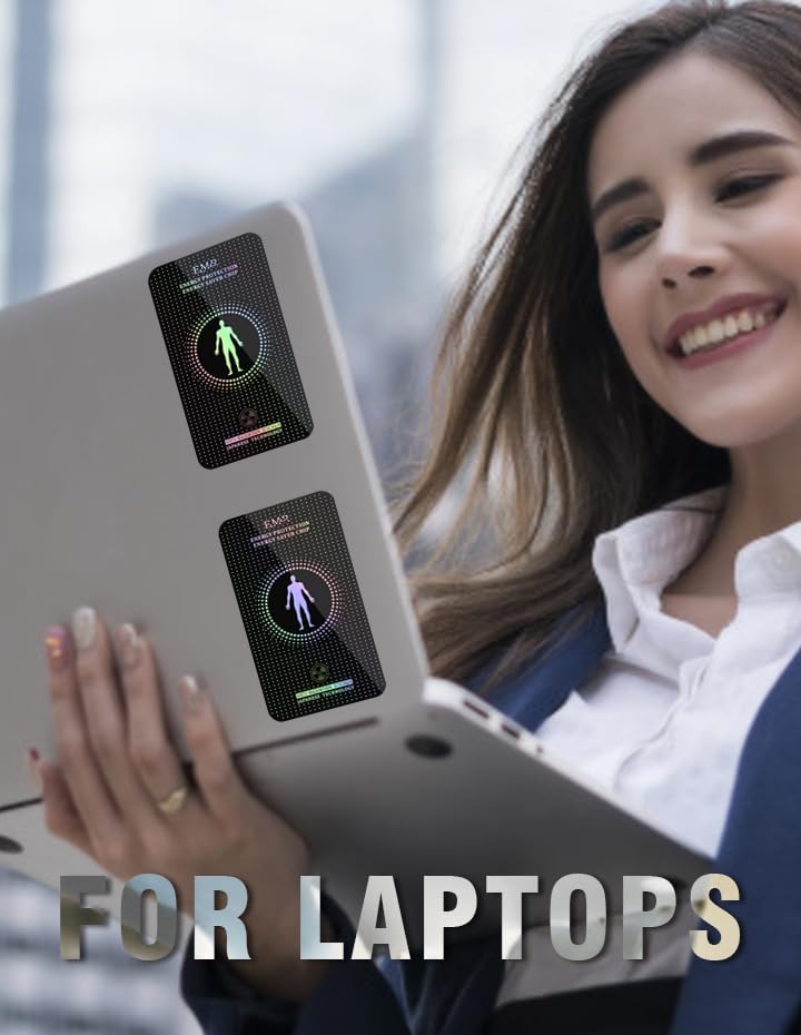 EMF Protection protection stickers on a laptop to maximize surface area