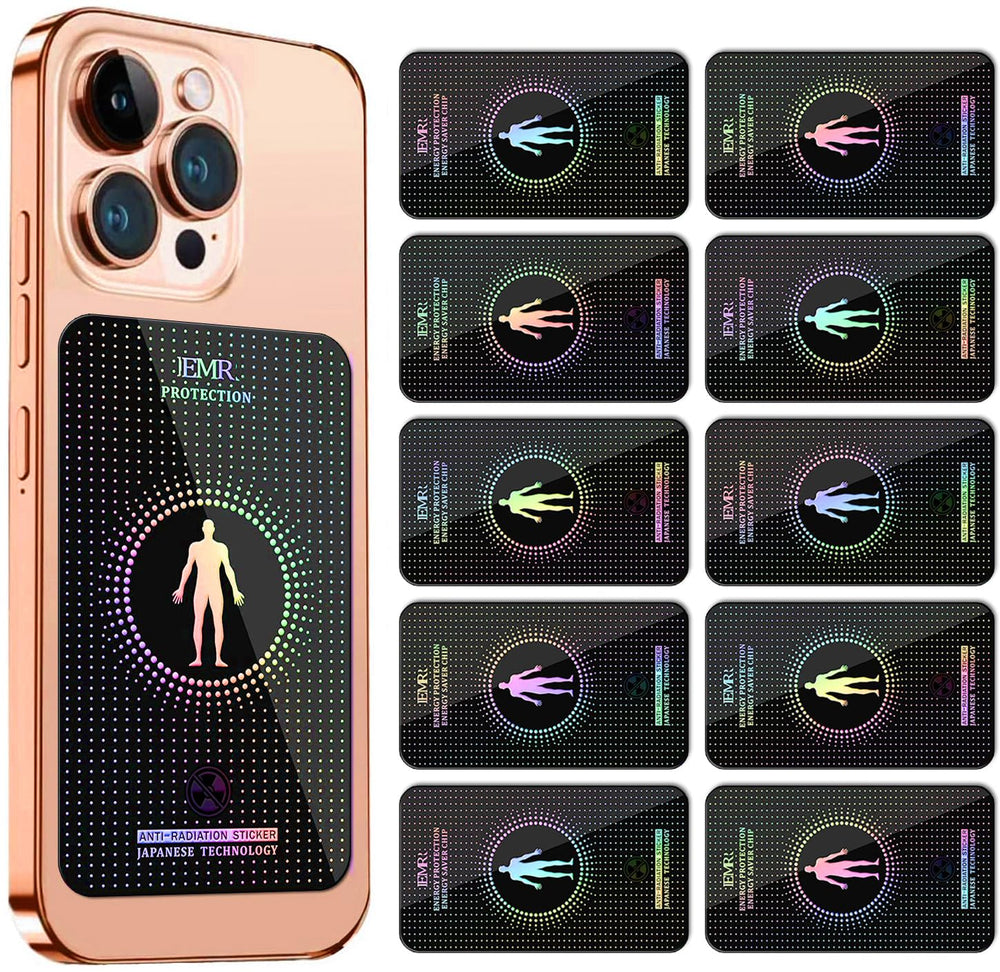 EMF Protection protection stickers on a phone case for wide coverage