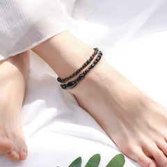 Emibele hematite anklet with elastic beads for easy wear and subtle energy balance.