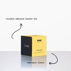 EMME NYC wood wick candle showing crackling flame for ambience.