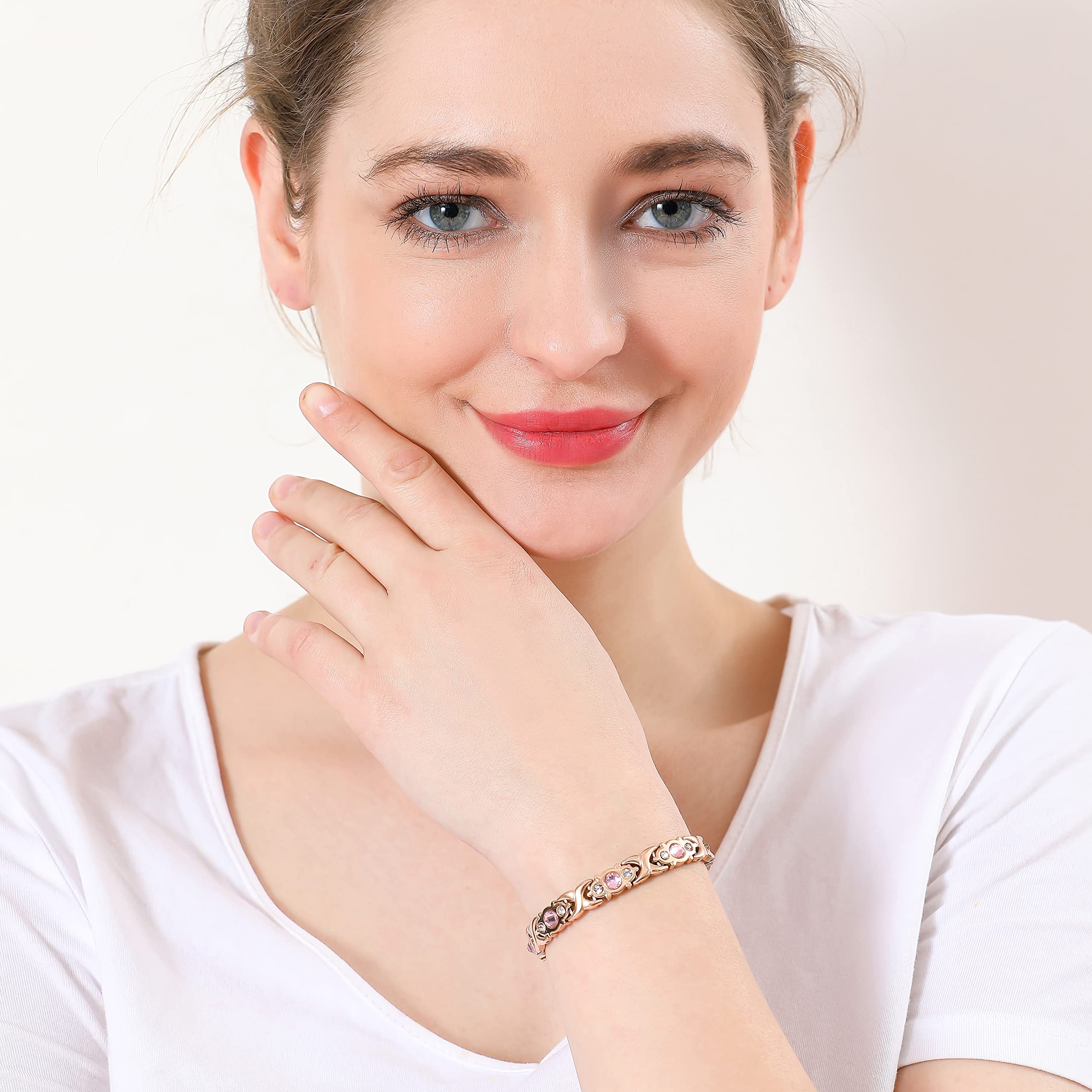 Crystal-embellished Emmori bracelet with magnets for daily activity support