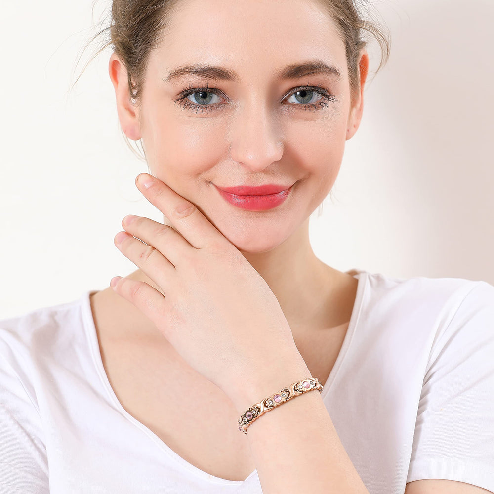 Crystal-embellished Emmori bracelet with magnets for daily activity support