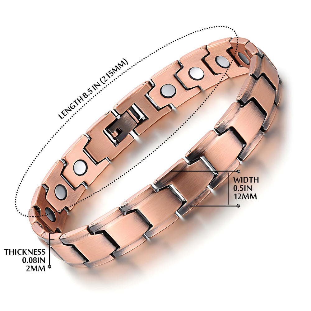 EMMORI copper magnetic bracelet adjustable length on wrist demonstrates a custom fit.