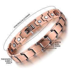 EMMORI copper magnetic bracelet adjustable length on wrist demonstrates a custom fit.