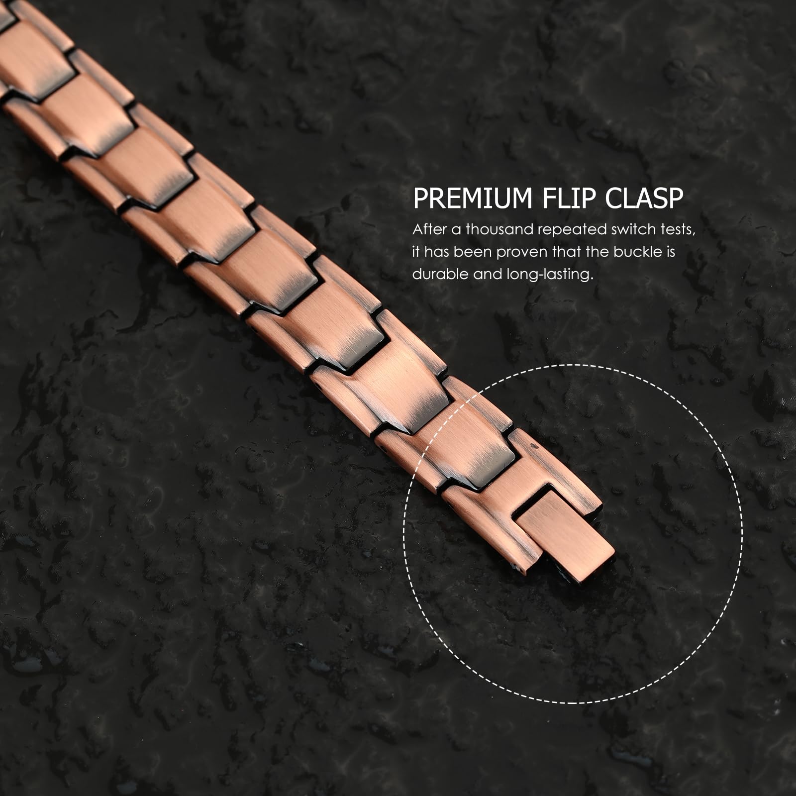 EMMORI copper magnetic bracelet worn on wrist for daily wear and style.