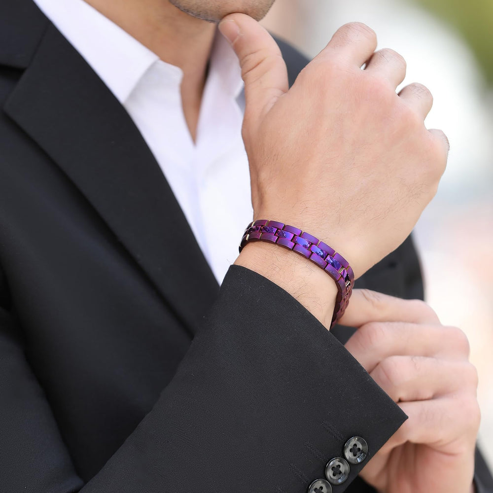 Emmori unisex purple bracelet fits many outfits.