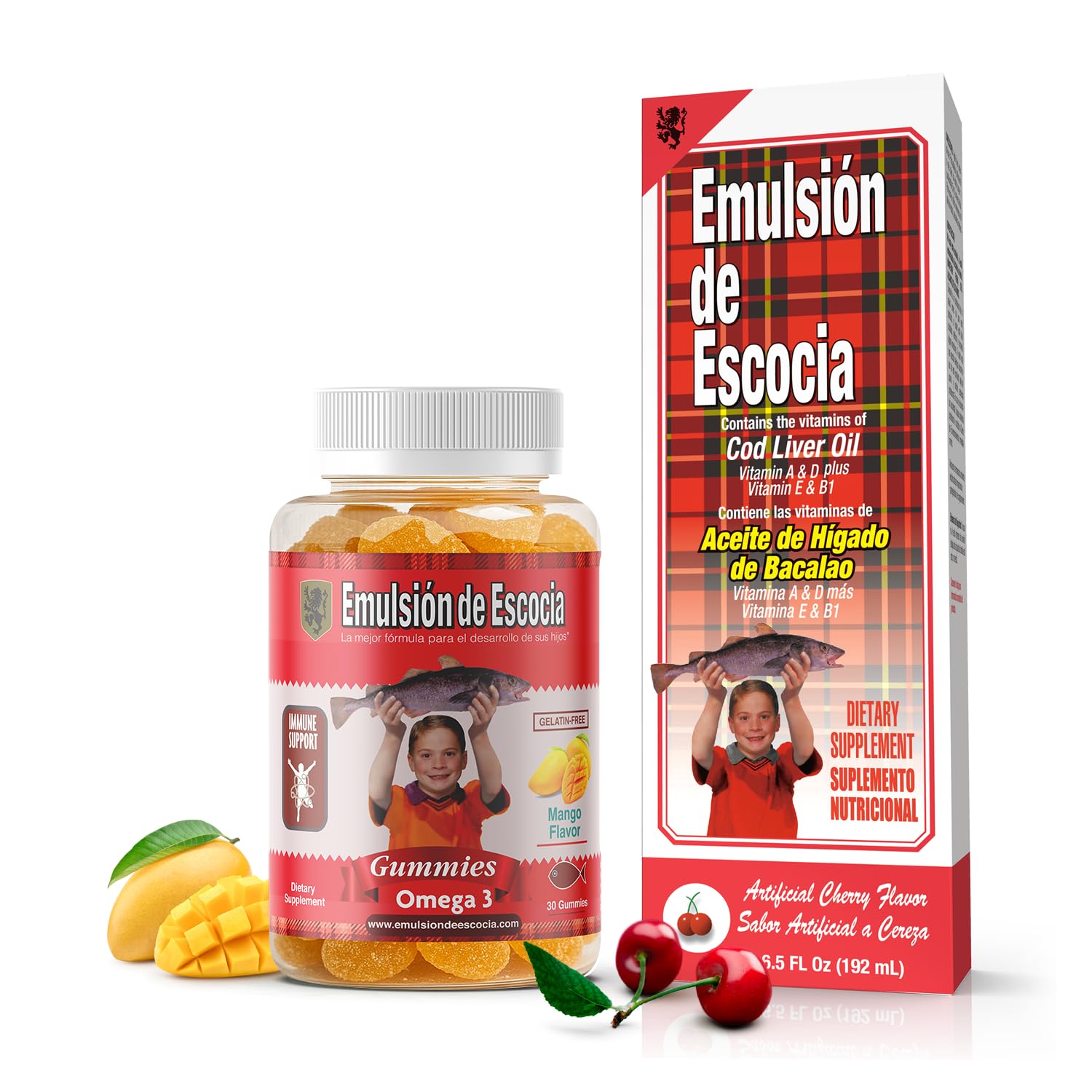 Emulsion de Escocia Kids Cherry Cod Liver Oil bottle supports daily immune-friendly nutrition.