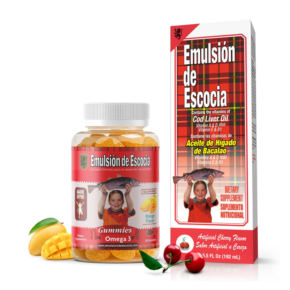 Emulsion de Escocia Kids Cherry Cod Liver Oil bottle supports daily immune-friendly nutrition.