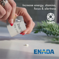 ENADA NADH bottle with athlete scene suggests enhanced stamina