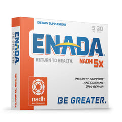 ENADA NADH 5 mg bottle shown; supports daily energy and cellular vitality.
