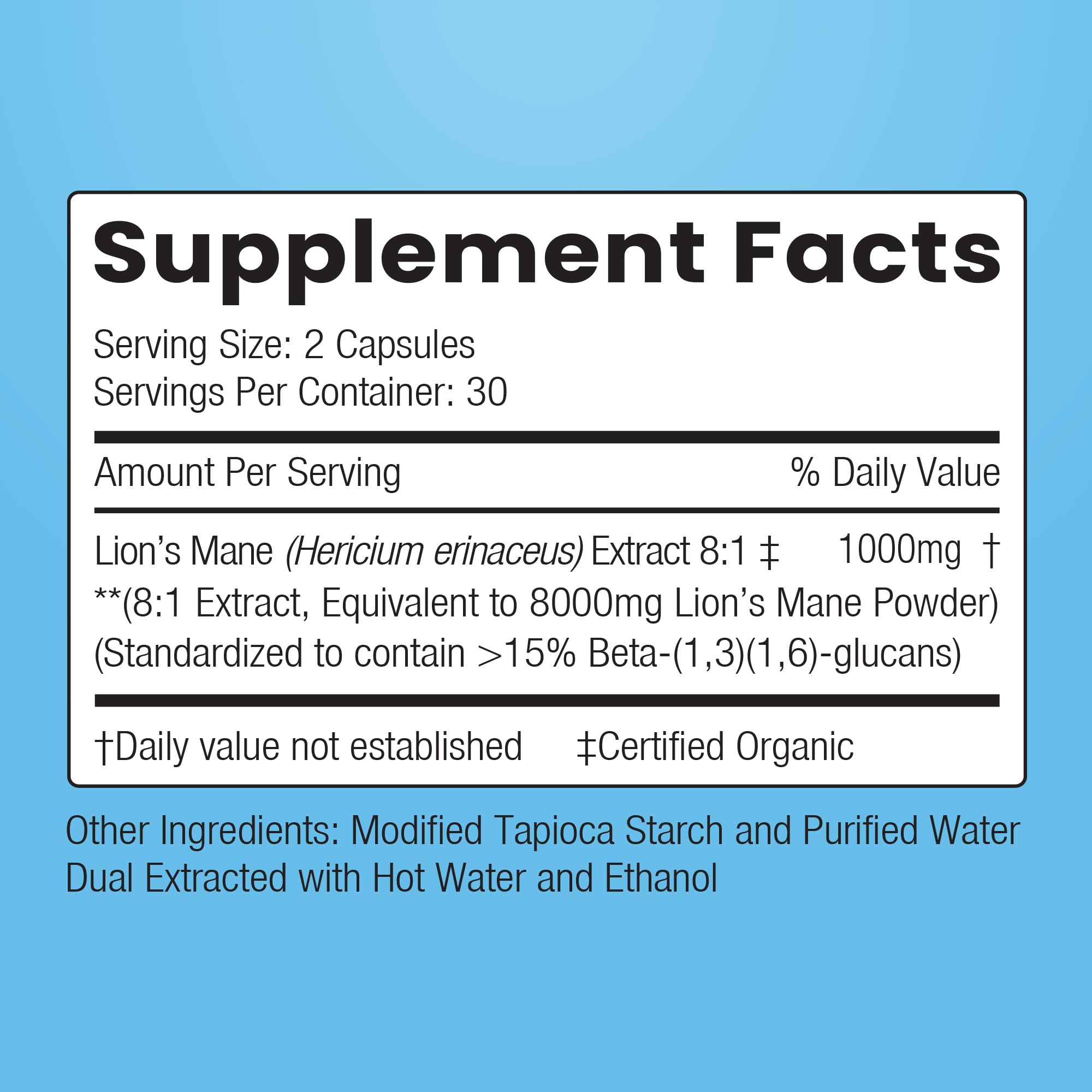 Encapsulate Lion’s Mane bottle close-up emphasizes vegan, gluten-free formulation.