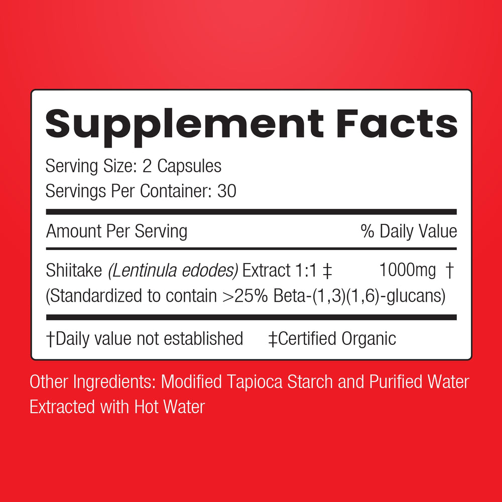 ENCAPSULATE Shiitake capsules label close-up highlighting vegan and non-GMO features