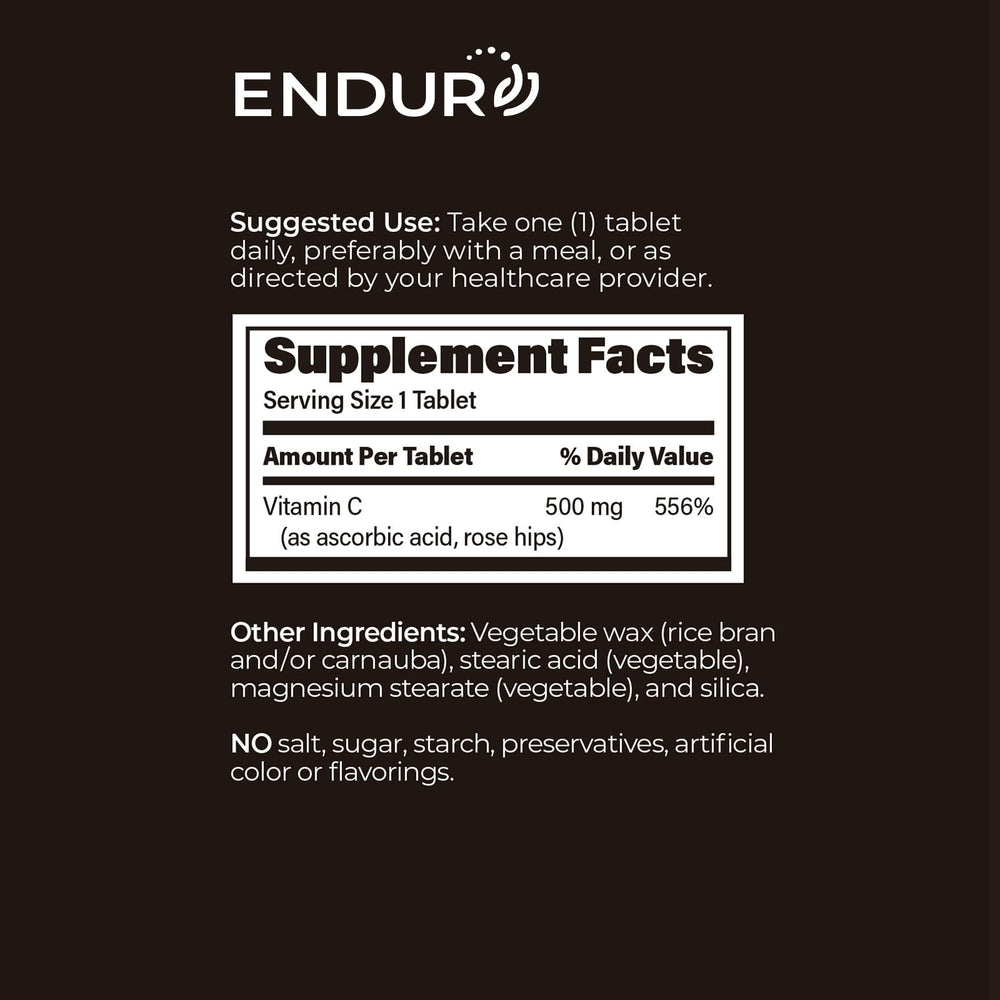 Endur-C gluten-free vegan icons indicating dietary suitability.