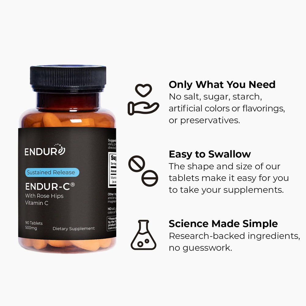 Endur-C packaging box highlighting gluten-free and vegan formulation.
