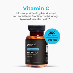 Closeup of Endur-C label highlighting vegan and gluten free features