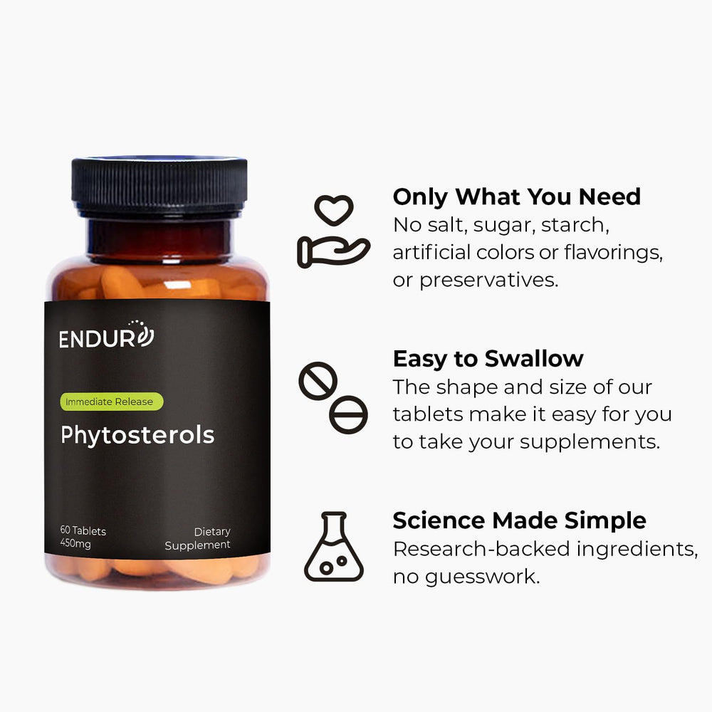 Vegan and gluten-free badge on Endur Phytosterols packaging