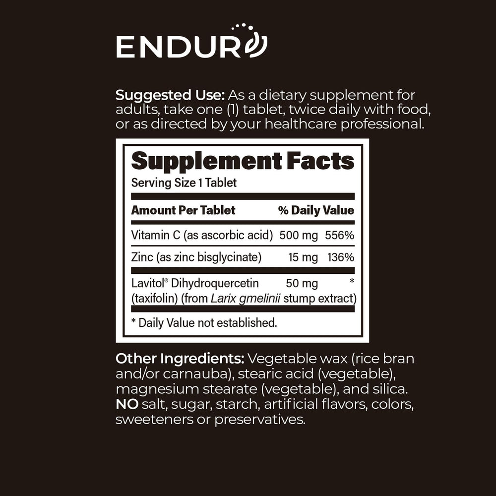 Endur Taxifolin Complex SR on a clean kitchen countertop, daily health routine.