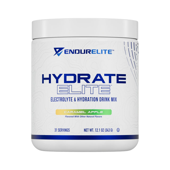 EndurElite Hydrate Elite, bote de 31 porciones, sabor Caramelo Manzana para entrenamientos.