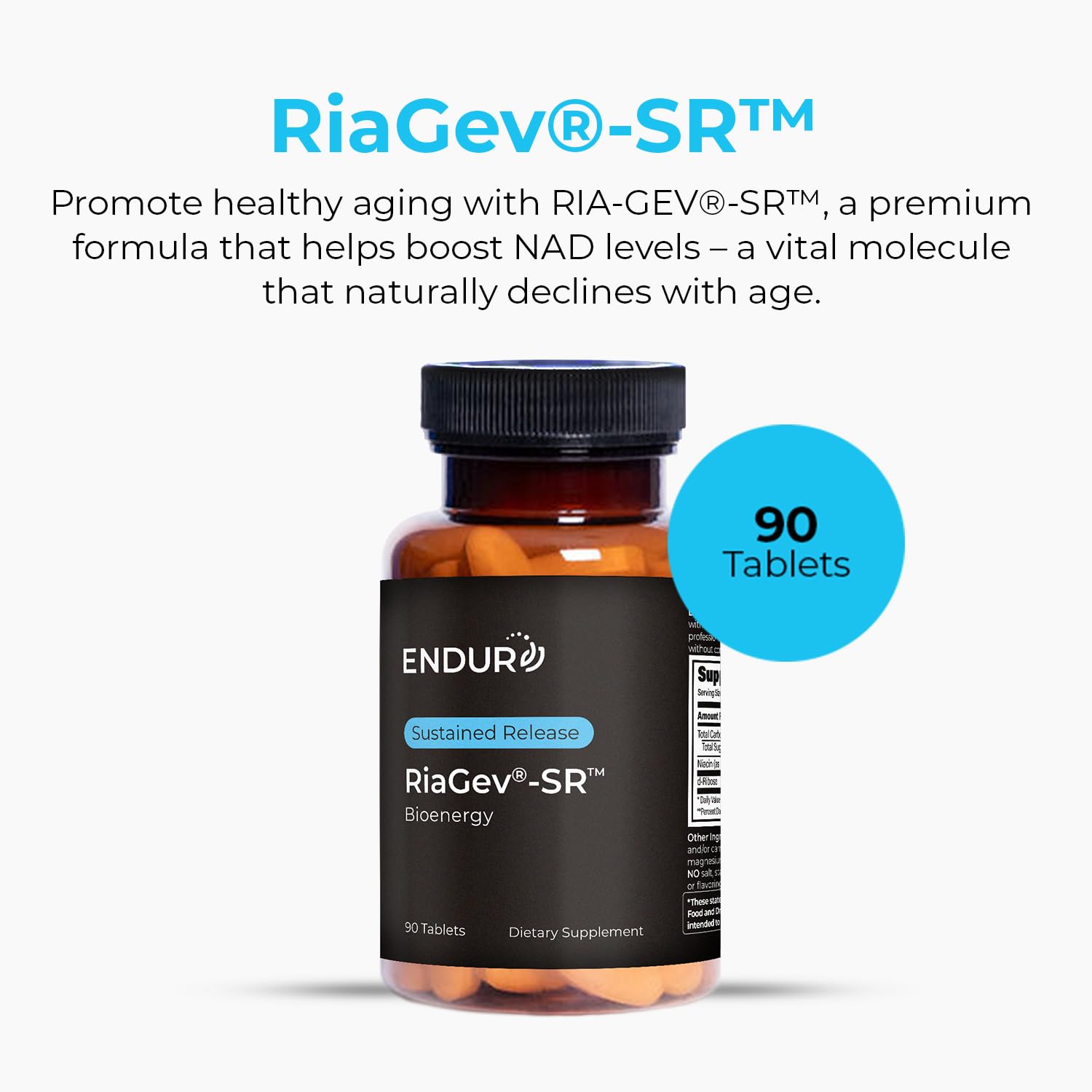 Endurance RIAGEV-SR bottle side label highlights vegan, gluten-free formula.