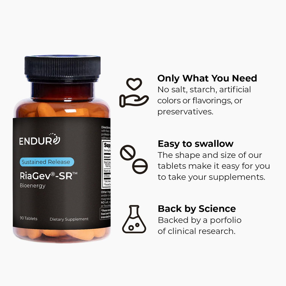 Endurance RIAGEV-SR ingredients ribose and niacinamide for NAD+.