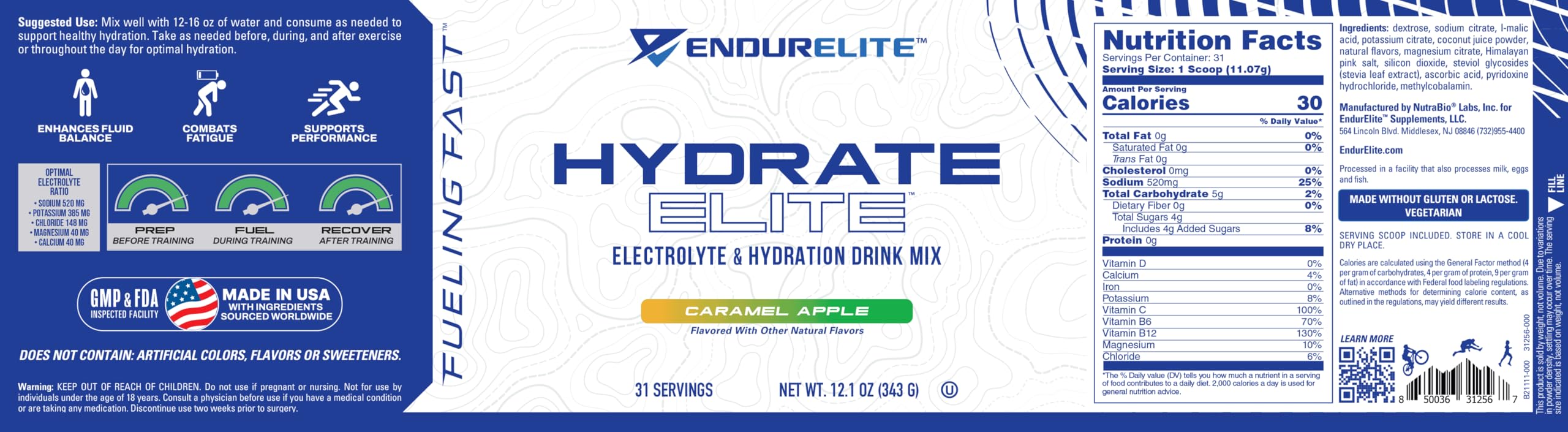 EndurElite Hydrate Elite eco tub highlights sustainable packaging.
