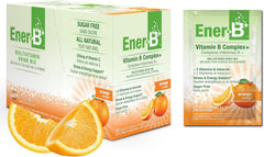 Ener-B+ orange bottle pour provides refreshing hydration support.