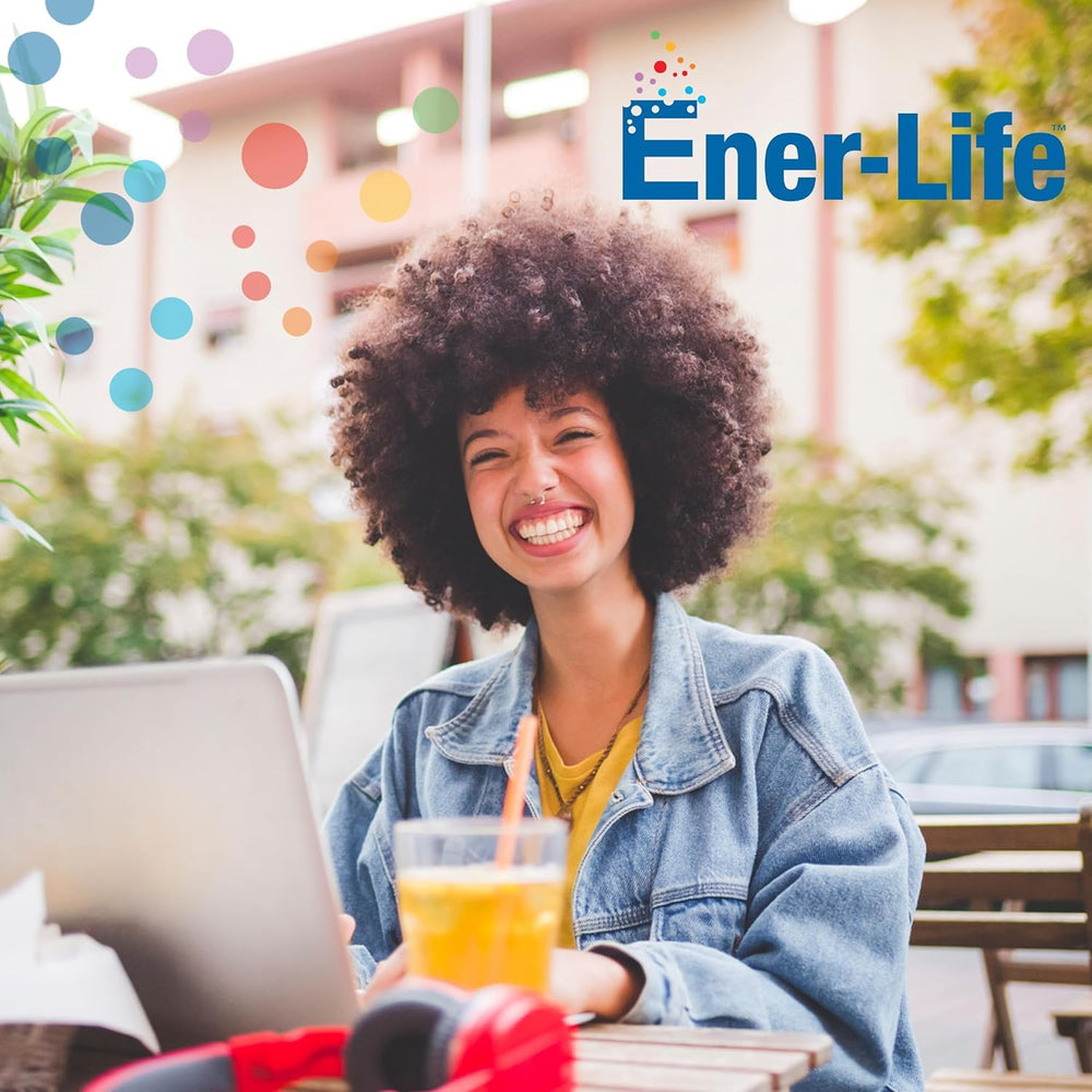Ener-B+ orange ingredients label showcases essential vitamins and minerals.