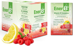 Ener-B+ Raspberry Lemonade packet for on-the-go hydration and flavor.