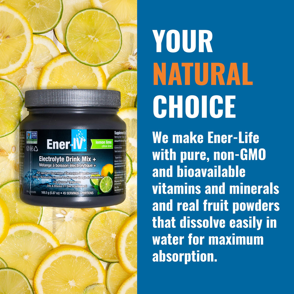 Ener-C EnerIV prepared lemon-lime drink in a glass, refreshing hydration.